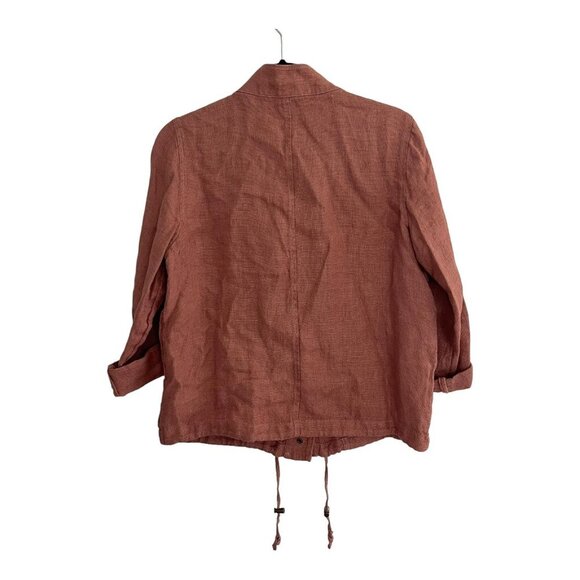 C&C California Size S Linen Jacket Rust Drawstring Hem Button Closure Pockets - Picture 7 of 7